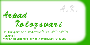 arpad kolozsvari business card